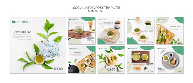 Matcha thee sociale media post sjabloon Gratis Psd