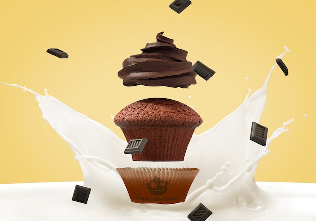 Mockup de branding con cupcake | Archivo PSD Gratis