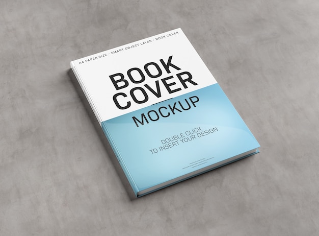 Download Mockup di copertina libro bianco su calcestruzzo | PSD Premium