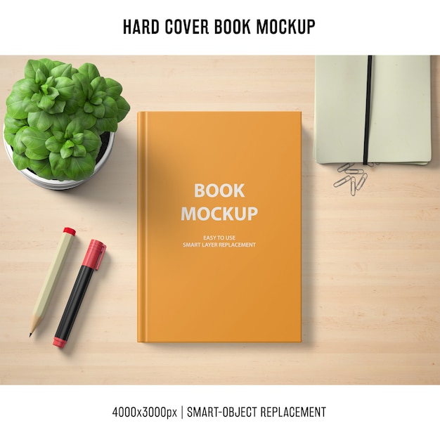 Download Mockup di libro con copertina rigida con basilico ...