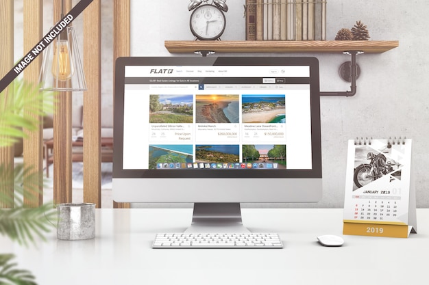 Mockup di visualizzazione frontale dello schermo del computer Psd Premium