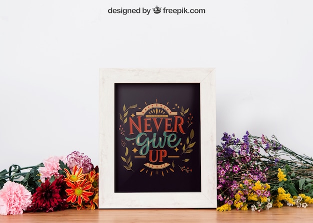 Download Mockup floral de marco decorativo | Archivo PSD Gratis