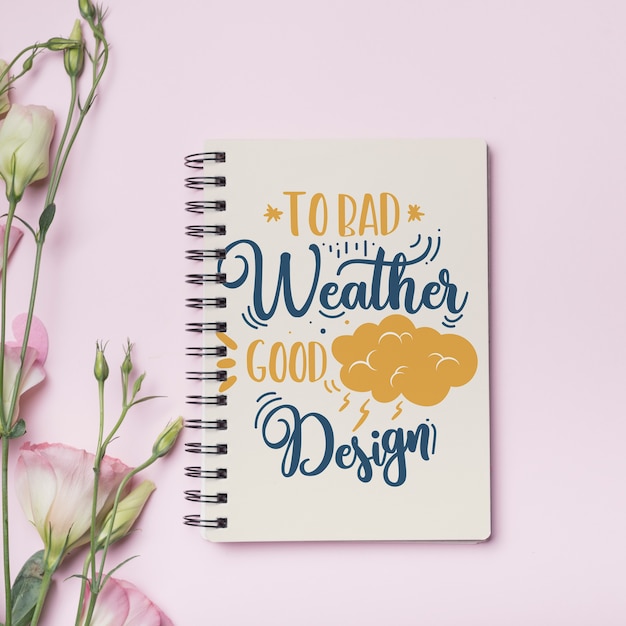 Download Mockup de libreta con concepto floral | Archivo PSD Gratis