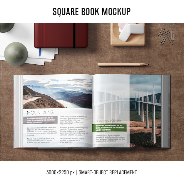 Download Mockup de libro cuadrado | Archivo PSD Gratis