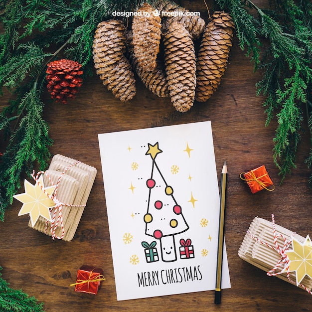 Download Mockup de navidad con tarjeta | Descargar PSD gratis