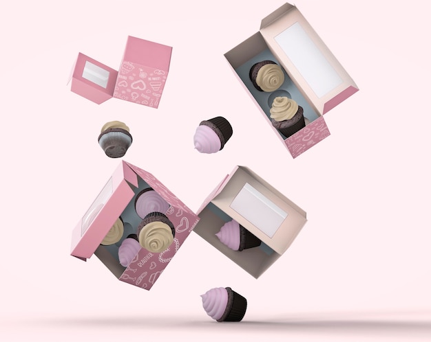 Download Mockup de packaging y marca de cupcakes | Archivo PSD Gratis