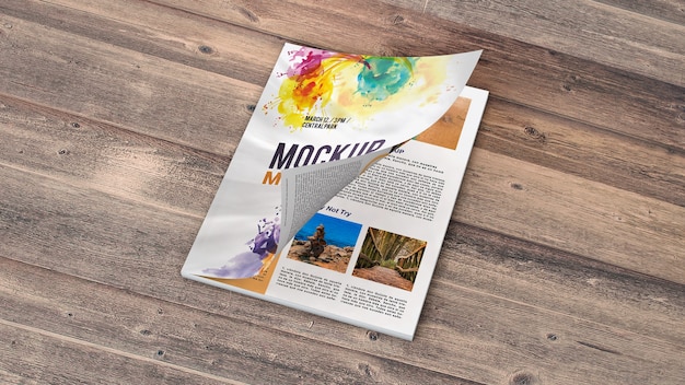 Download Mockup de revista en mesa de madera | Archivo PSD Gratis