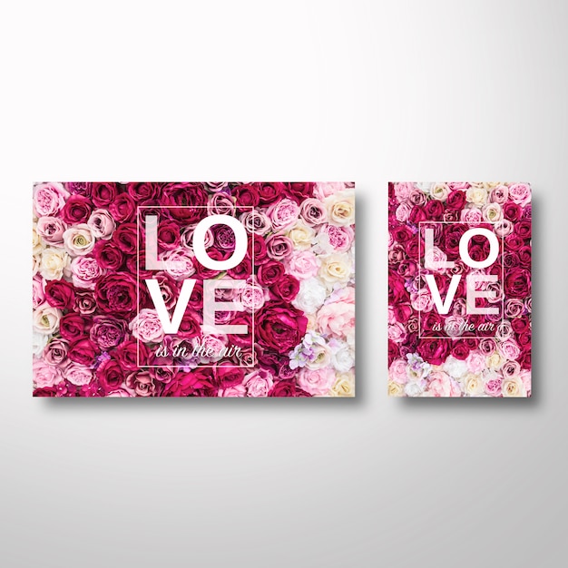 Modello di san valentino con fiori sullo sfondo Psd Gratuite