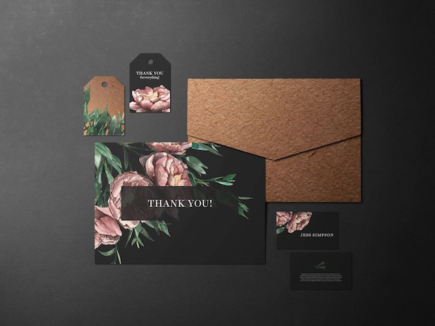 Download Modern branding identity mockup negro y rosa | Archivo PSD Premium