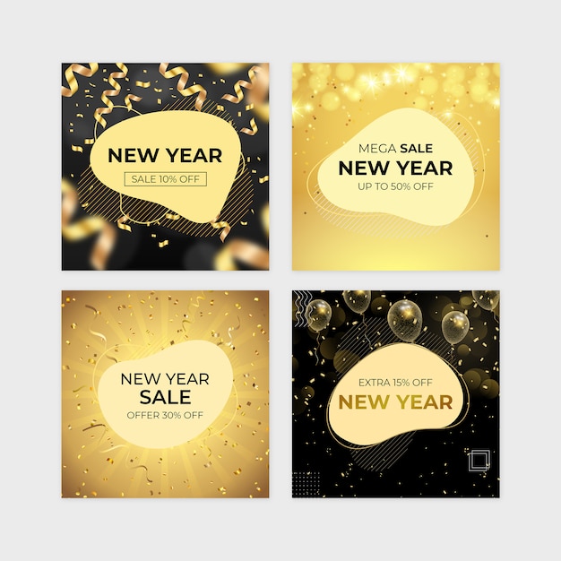 Nieuwjaar sale banner set Premium Psd