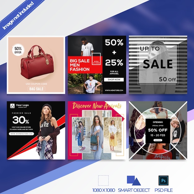 Paquete de post de instagram de redes sociales PSD Premium