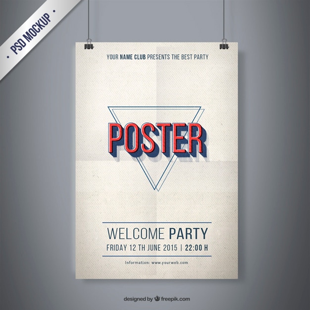 Download Partido Vintage poster mockup | Download PSD gratuito