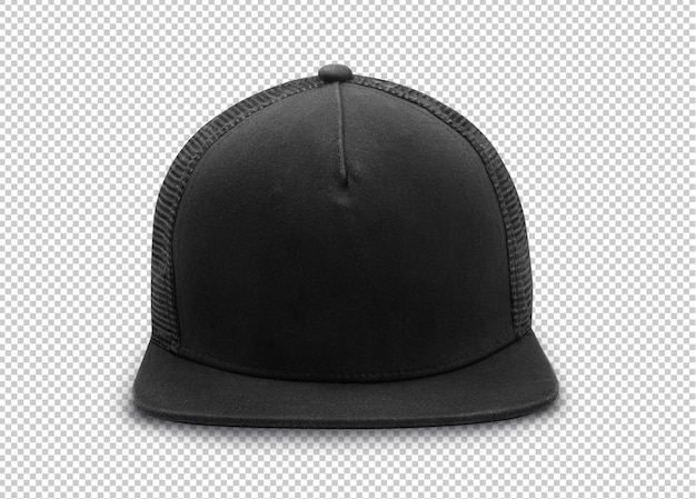 Plantilla de maqueta de gorra snapback negra en transparente. | Archivo