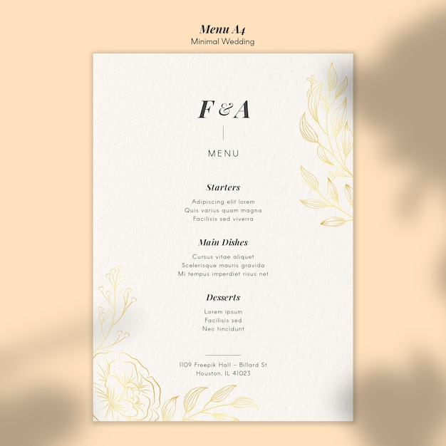 Wedding Menu Choice Template