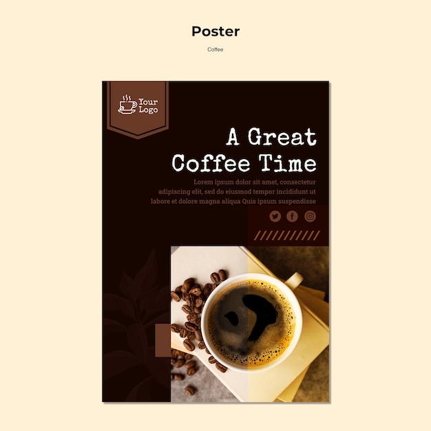 Plantilla de póster de cafetería Archivo PSD Gratis