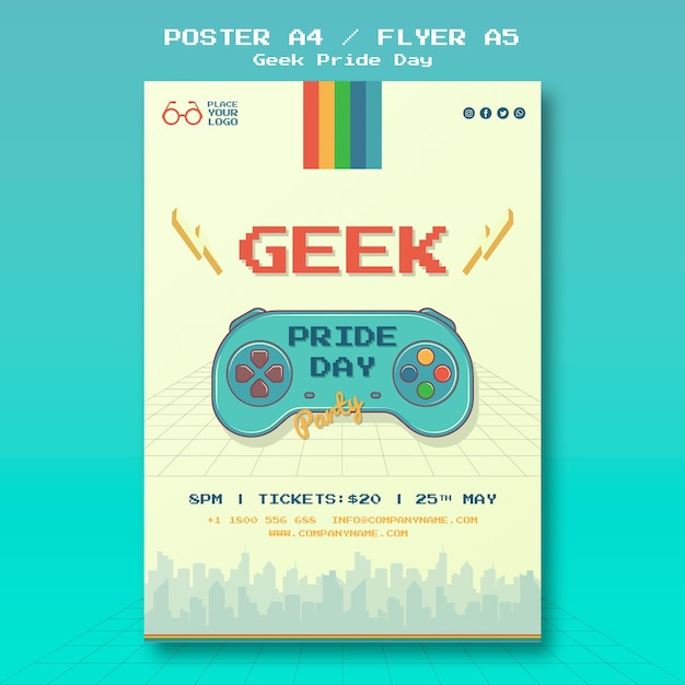 Plantilla de póster del día del orgullo geek | Archivo PSD ...