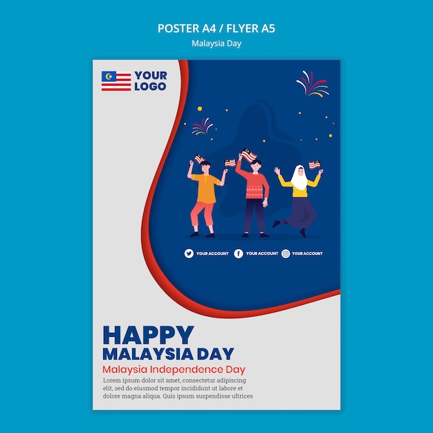 Plantilla De Volante Para La Celebracion Del Aniversario Del Dia De Malasia Archivo Psd Gratis