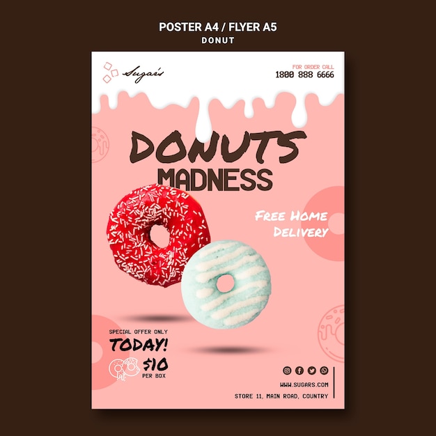 Póster Locura De Donas Con Diferentes Sabores Archivo Psd Premium 5043