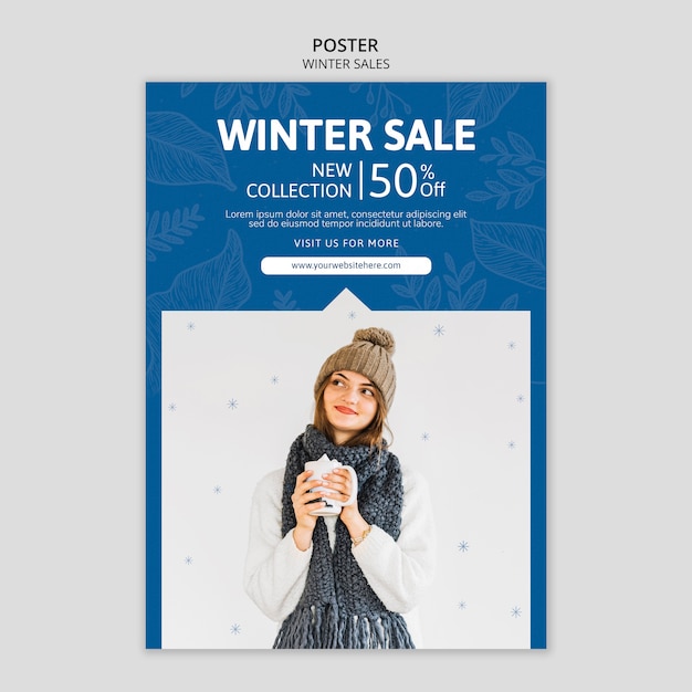 Poster sjabloon met winter verkoop Gratis Psd