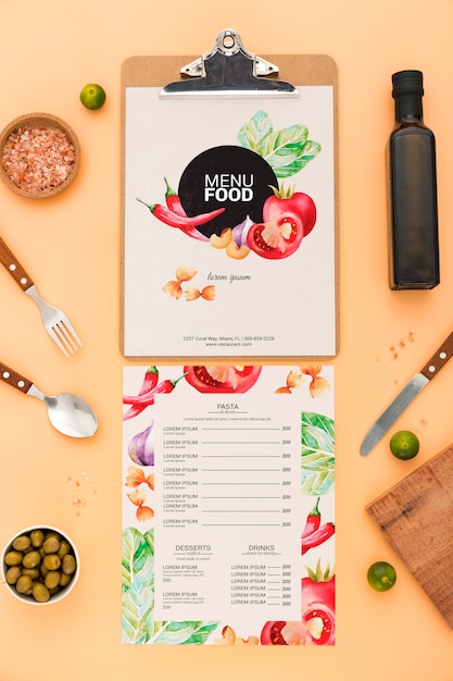 Download Restaurant menu concept mockup | Gratis PSD Bestanden PSD Mockup Templates