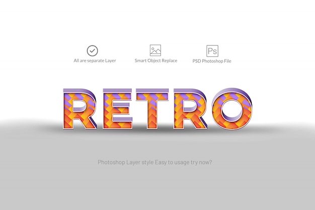 Retro 3d abstract teksteffect Premium Psd