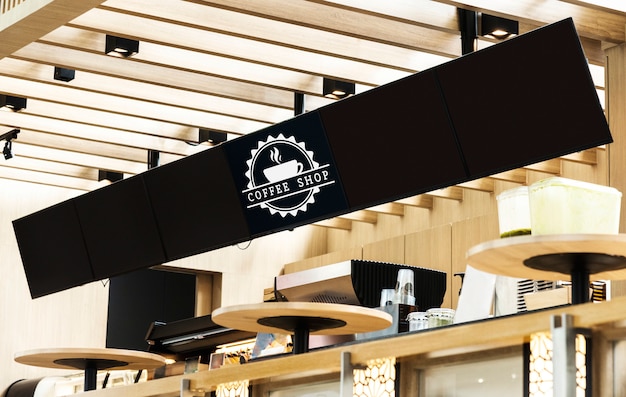 Segno lungo di mockup per il menu in un caffè Psd Gratuite
