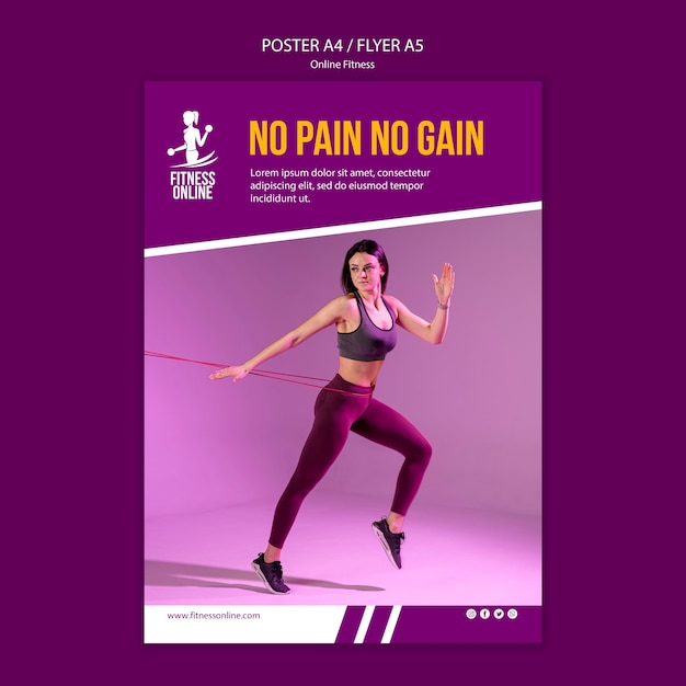 Sjabloon voor online fitness concept flyer | Gratis PSD ...