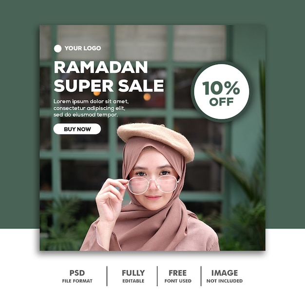 Download Social media post instagram template fashion ramadan super sale hijab girl | Archivo PSD Premium