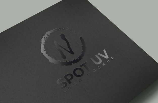 Spot Uv Logo Mockup Papel Negro Archivo Psd Premium