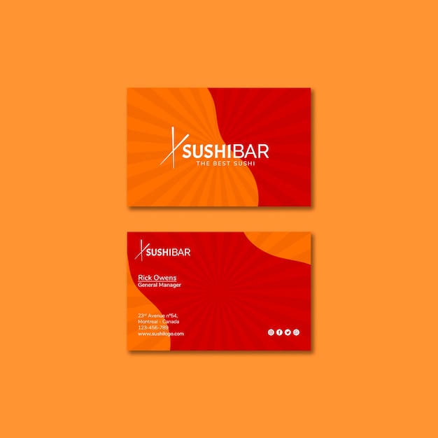 Sushibar restaurant visitekaartjesjabloon voor japans restaurant Gratis Psd