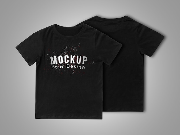 Download T-shirt bambini neri in bianco mock up modello | PSD Premium
