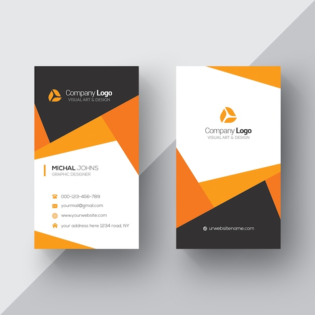 Tarjeta de negocios naranja y blanca PSD gratuito