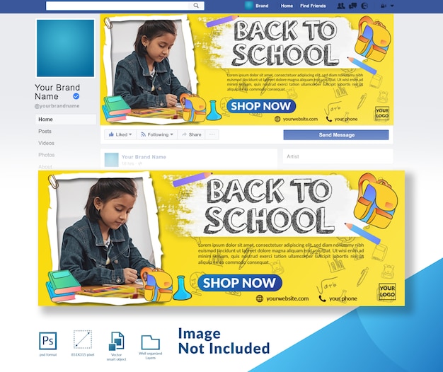 Terug naar school korting aanbieding sociale media voorbladsjabloon Premium Psd