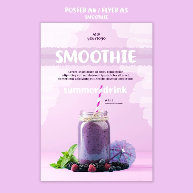 Verfrissende smoothie flyer sjabloon Gratis PSD Bestanden