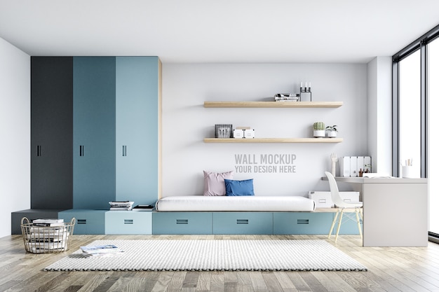 Wandmodel kinderkamer slaapkamer met decoraties Premium Psd
