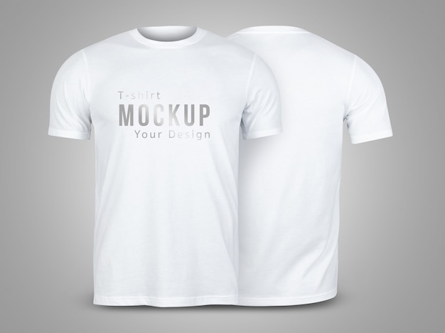 Wit t-shirtsmodel op grijs Premium Psd