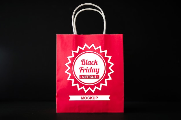 Zwarte vrijdag mockup met boodschappentas Gratis Psd