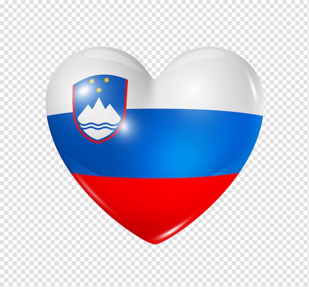 Amour Slovenie Symbole Icone De Drapeau Coeur 3d Isole Sur Blanc Avec Un Trace De Detourage Psd Premium