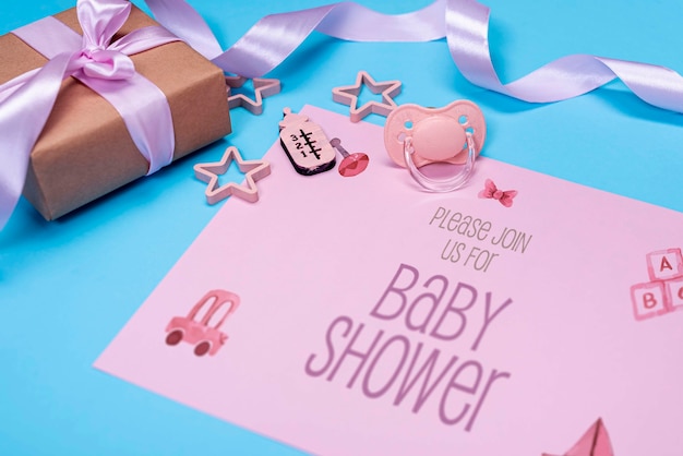 Angle Eleve D Invitation De Bebe Rose Avec Cadeau Psd Gratuite