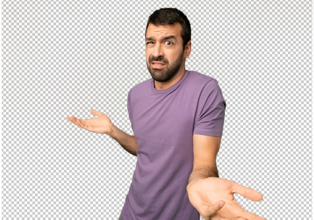 Bel homme malheureux et frustré par quelque chose parce que pas comprendre quelque chose PSD Premium