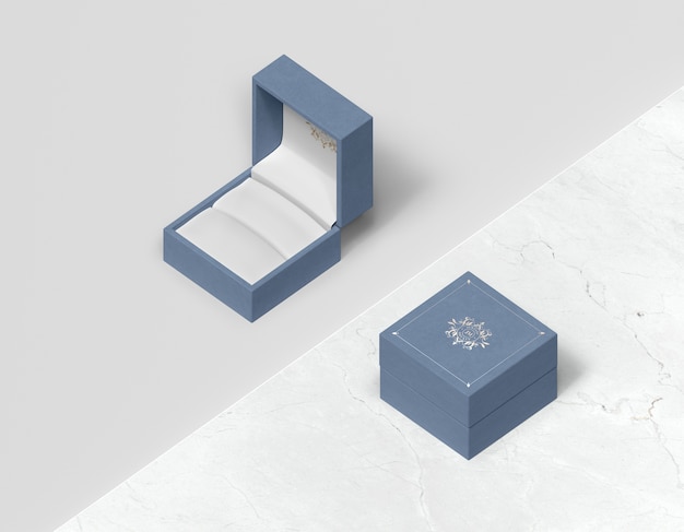 Boîte cadeau bleue vue de dessus avec couvercle Psd gratuit