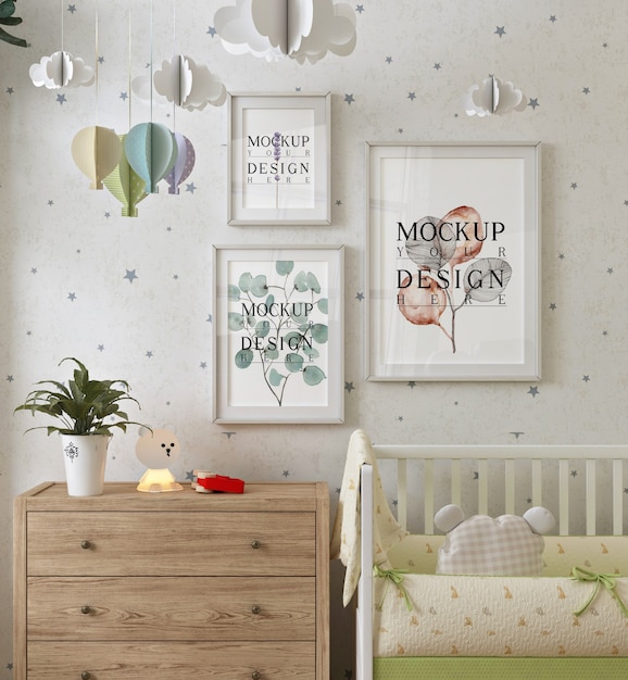 Cadre Photo Dans La Chambre De Bebe Moderne Psd Premium