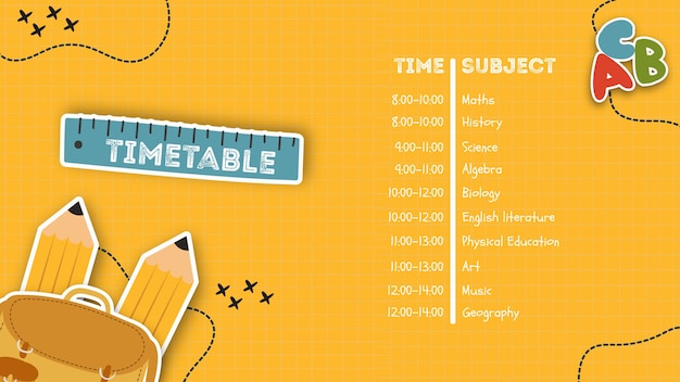 Calendrier Jaune Pour Le Modèle De L'école Psd gratuit