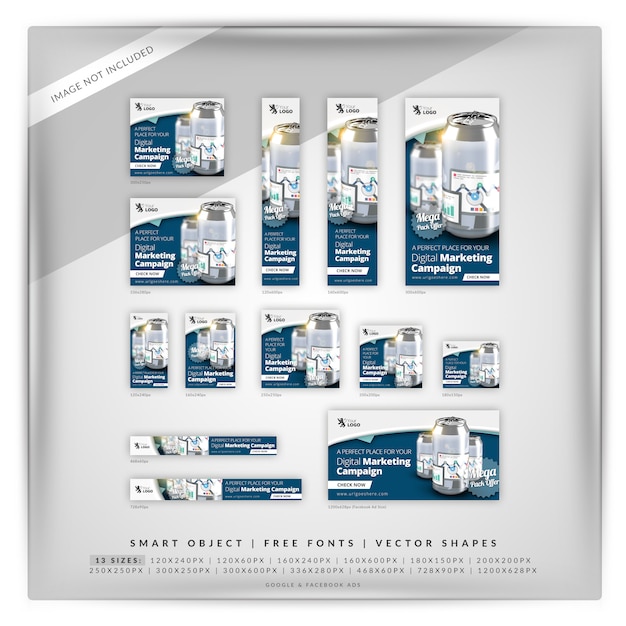 Can business marketing google banner set PSD Premium