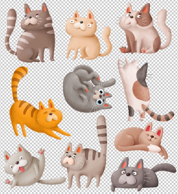 Chats De Dessin Anime Psd Premium