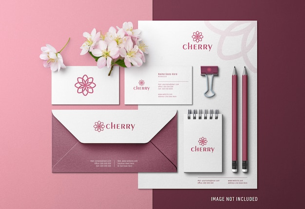 Download Cherry Vibe Corporate Identity Scene Creator & Mockup With ...