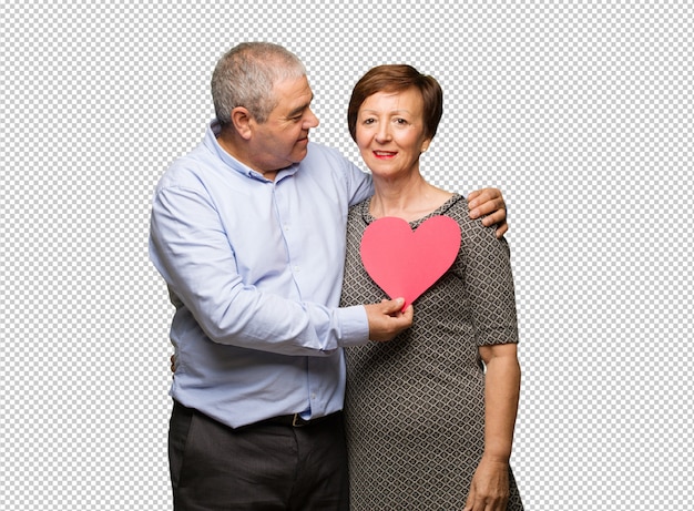 Couple d'âge moyen célébrant la saint valentin PSD Premium