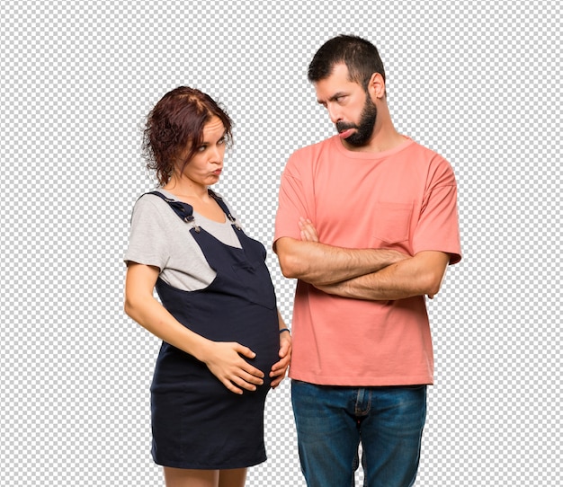 Couple Avec Une Femme Enceinte Avec Une Expression Triste Et Deprimee Geste Serieux Psd Premium