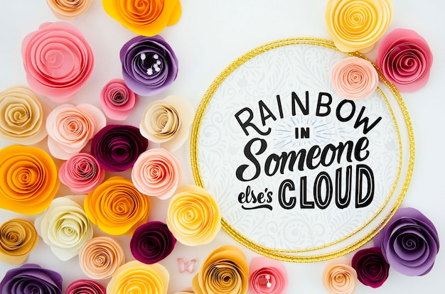 Décoration De Cadre De Fleurs Avec Message Positif Psd gratuit