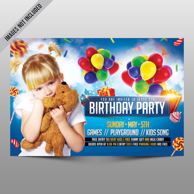 Flyer Fete D Anniversaire Enfants Psd Premium